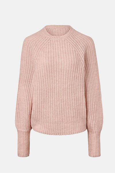 Tchibo Women Round Neck Chunky Knit Sweater, Rose Pink