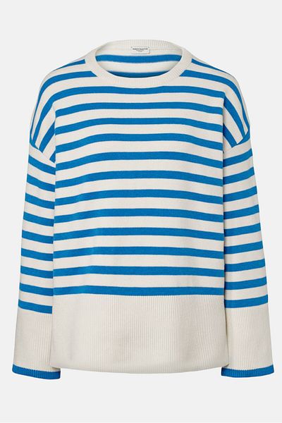 Tchibo Women Round Neck Knitted Sweater, Blue