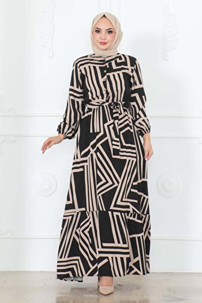 SGS Φόρεμα από βισκόζη με ρίγες μαύρου βιζόν