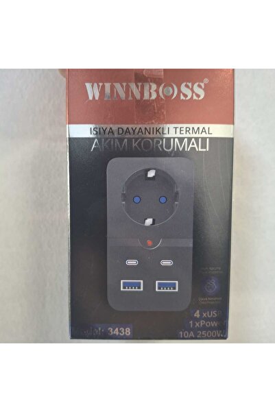 Winboss WİNBOSS TEKLİ AKIM KORUMALI PRİZ 10A USB GİRİŞLİ