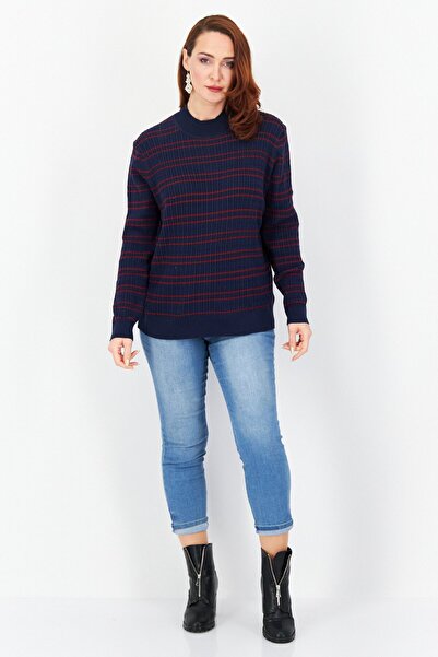 Tchibo Women Crew Neck Long Sleeves Stripe Sweater, Navy
