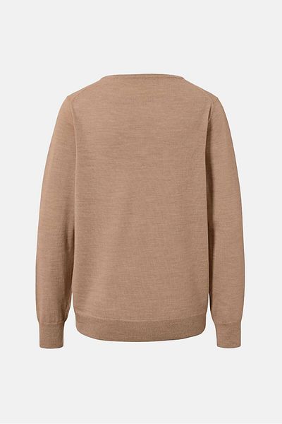 Tchibo Women Round Neck Textured Sweater, Mottled Beige