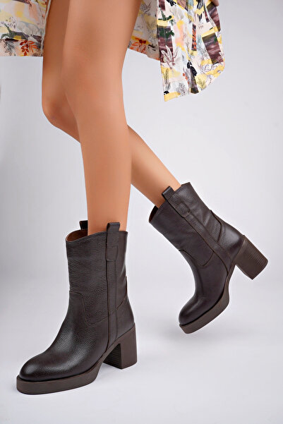 NOSEY SHOES FREYA MODEL HAKİKİ DERİ FLOTHER KALIN TOPUKLU KADIN GÜNLÜK UZUN BOT