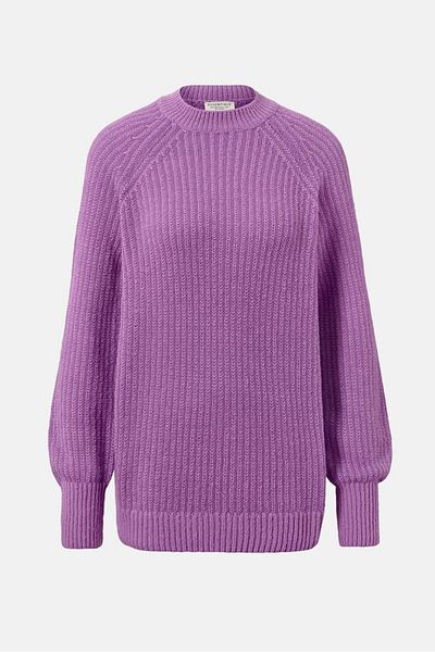 Tchibo Women Mock Neck Long Sleeve Textured Sweater, Purple