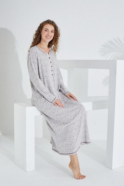 Etoile 100% Cotton Long Sleeve Women's Dress Nightgown 91411