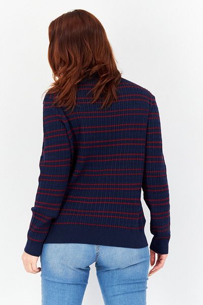 Tchibo Women Crew Neck Long Sleeves Stripe Sweater, Navy