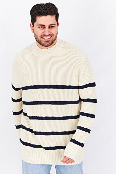 Tchibo Men Knited Textured Pullover Sweater, Beige