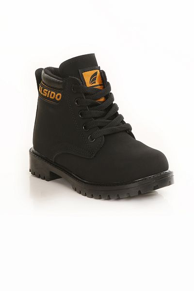 lord's ayakkabı Παιδικές μπότες με μαύρη Nubuck με φερμουάρ, αδιάβροχη σόλα από καουτσούκ