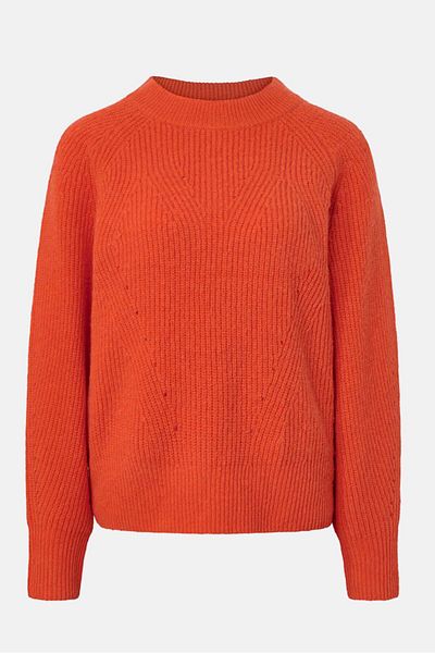 Tchibo Women Round Neck Knitted Sweater, Orange