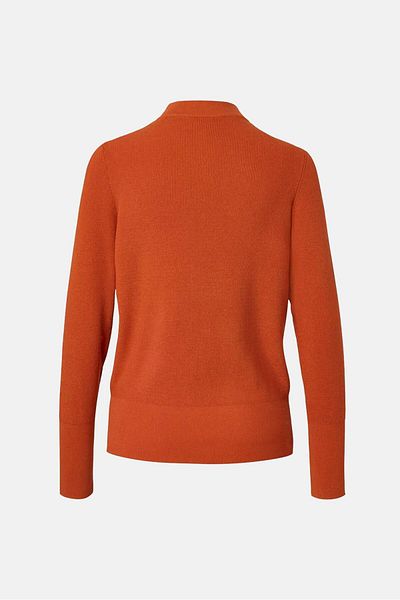 Tchibo Women High Neck Ribbed Sweaters, Dark Orange