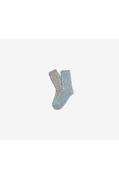 Tchibo Women 2 Pairs Knit Socks, Heather Grey and Blue