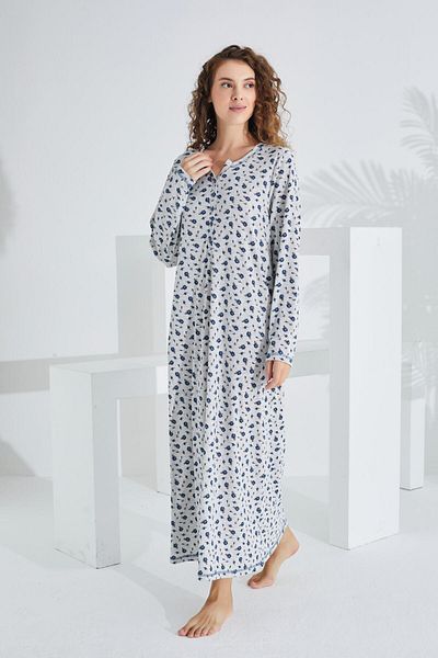 Etoile 100% Cotton Long Sleeve Women's Dress Nightgown 91410