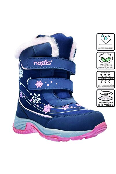 Kidx X Snow Termal Kız Çocuk Kürklü Bot Lacivert Pembe