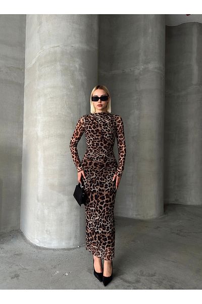 LAMİFUSTORE Rochie din tul cu model leopard Pinterest