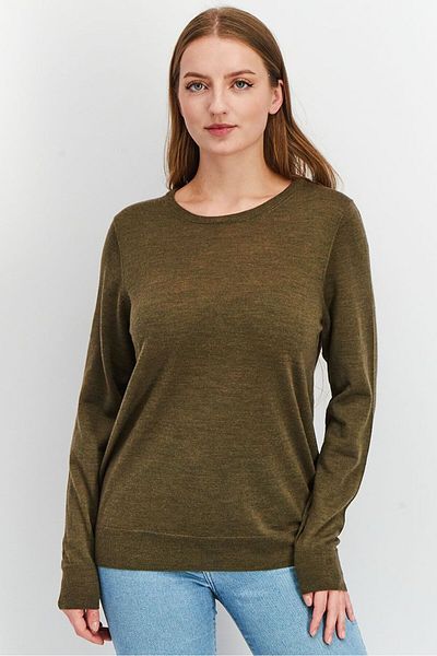 Tchibo Women Regular Fit Pullover Knitted Sweater, Olive