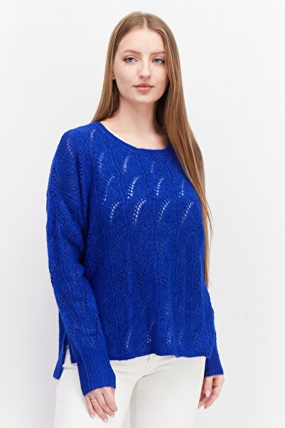 Esprit Women Round Neck Knitted Long Sleeve Sweater, Blue