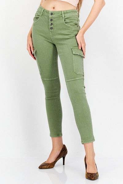 Don't Call Me Jennyfer Women Skinny Fit Plain Chino Pant, Olive