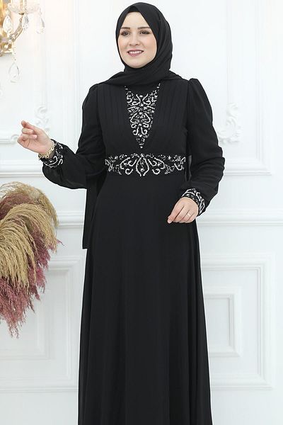 Amine Hüma Βραδινό φόρεμα Burçak Chiffon Μαύρο