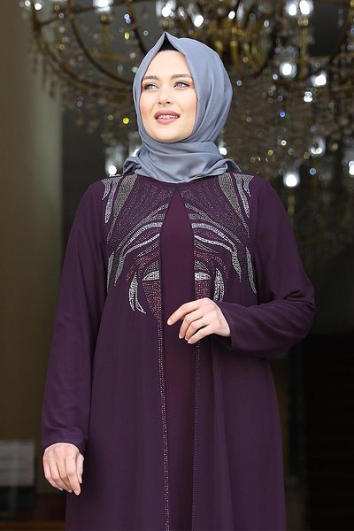Amine Hüma Plum Enamel Evening Dress