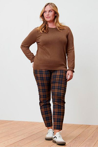 Tchibo Women Round Neck Knitted Sweater, Brown