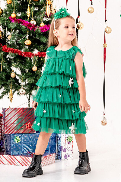 Beniizle Χριστουγεννιάτικο φόρεμα για κορίτσια με λεπτομέρεια από νιφάδα χιονιού