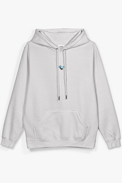 Overoz Екрю оверсайз світшот Night Flowers з принтом на спині та капюшоном Oversize H1204