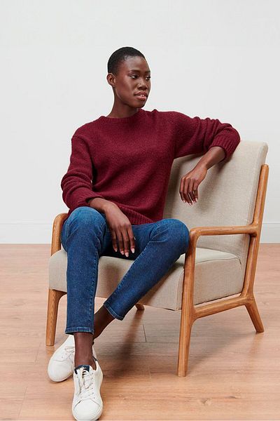 Tchibo Women Knitted Long Sleeve Sweater, Dark Red