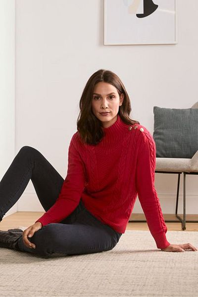 Tchibo Women Knitted Long Sleeve Sweater, Red