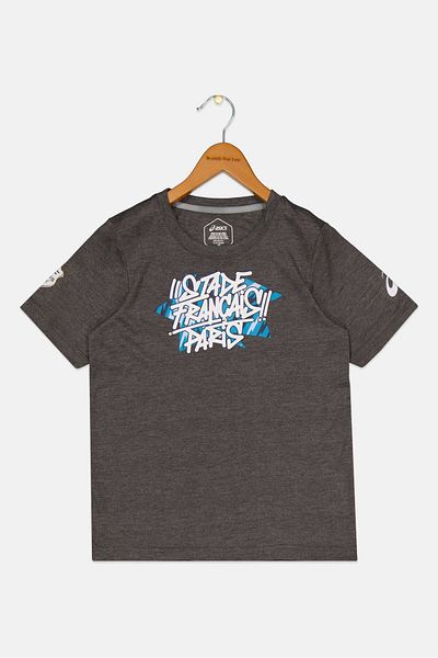 Asics Kids Boy Printed Short Sleeve Rugby T-shirts, Dark Grey