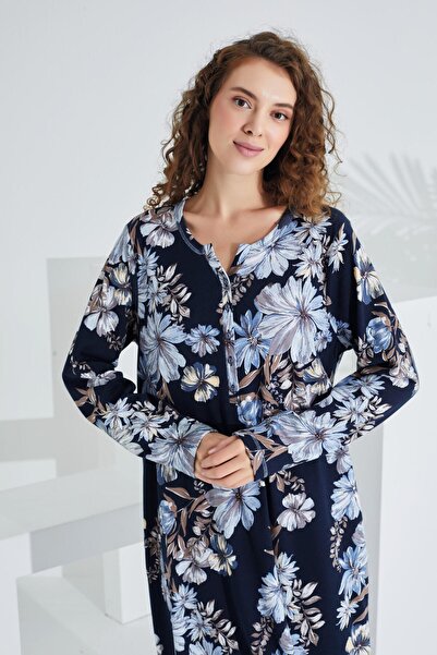 Etoile %100 Pamuk Uzun Kol Kadın Elbise Gecelik 91414