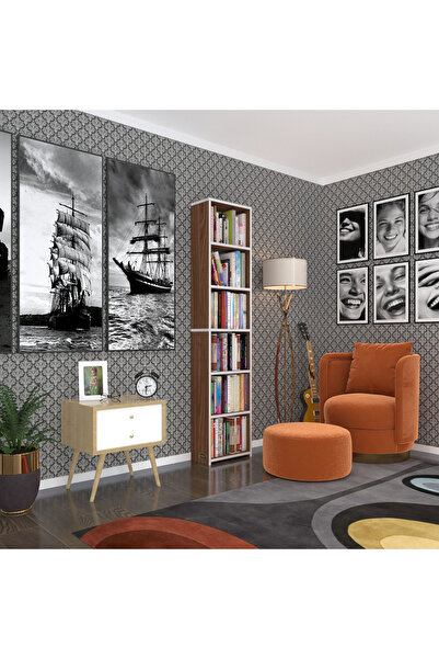 Kenzlife Kitaplık Süper Ga 180*40*19 Cvz 6 Katlı Tek Bölme Çift Bölme Opsiyonlu Ofis Mutfak Banyo Do