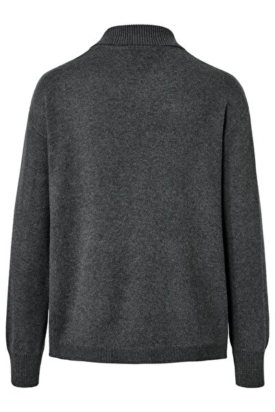 Tchibo Women Spread Collar Long Sleeve Pullover Knitted Jumper, Charcoal