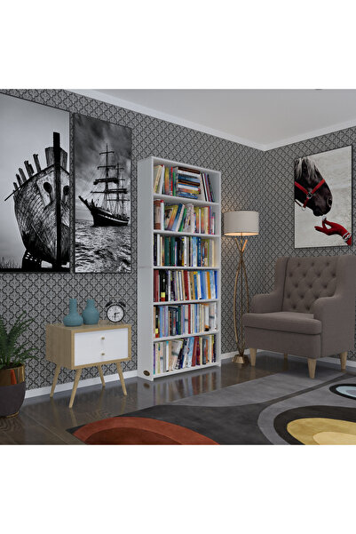 Kenzlife Kitaplık Süper Ga 180*80*19 Byz 6 Katlı Tek Bölme Çift Bölme Opsiyonlu Ofis Mutfak Banyo Do