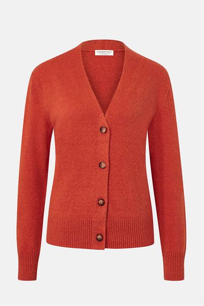 Tchibo Women V Neck Long Sleeves Knitted Cardigans, Orange