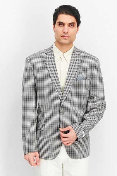 Bar III Men Slim Fit Patterned Casual Blazer, Grey