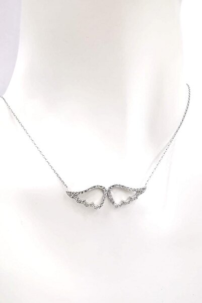 Omar Silver Kadın Melek Kanadı Model Zirkon Taşlı Gümüş Kolye Omr8659