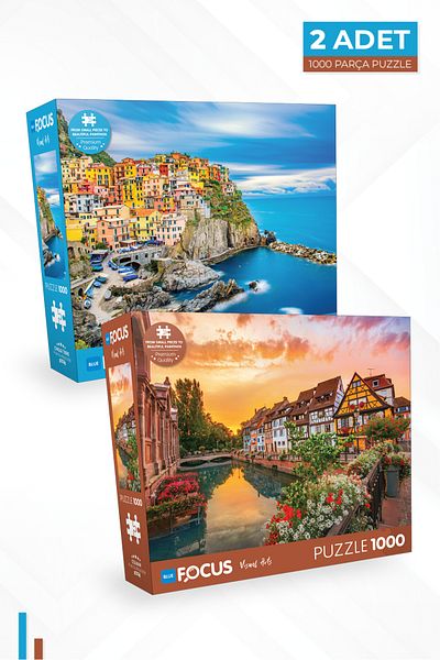 Blue Focus Colmar and Cinque Terre 2 Pieces 1000 Piece Puzzle