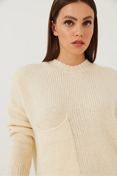 Bianco Lucci Pulover de damă din tricotaje cu model cu buzunar mare