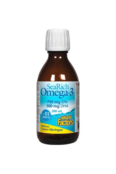 Natural Factors Searich Omega-3 With Vitamin D Lemon Meringue, EPA 750 mg DHA...