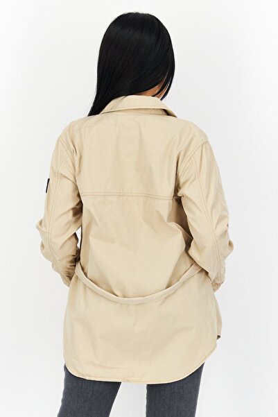 Aigle Women Plain Belted Long Sleeve Jacket, Beige