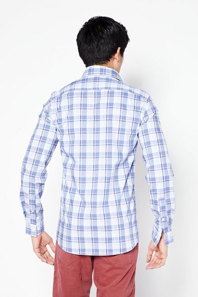 Michael Kors Men Regular Fit Long Sleeve Checkered Dress Shirt, Multicolor