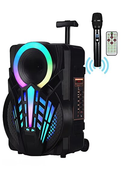 SIGHTZER 12 İNÇ KABLOSUZ MİKROFONLU BÜYÜK BOY TEKERLEKLİ HOPARLÖR BLUETOOTH SPEAKER
