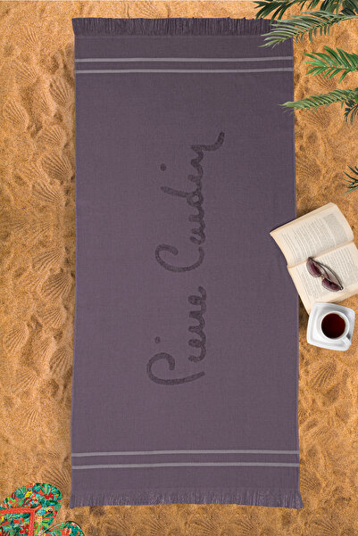 Pierre Cardin Bambu Plaj Havlusu Logo Mürdüm