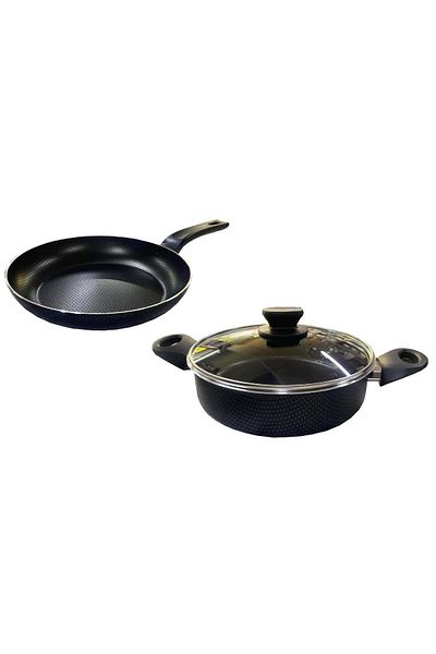 Mehtap 24 cm Honeycomb Pattern Teflon Pan and Carniyarık - 2 mm