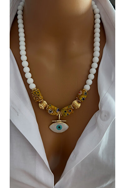 Nevaa Still Altın Kaplama Göz Cam Boncuk Çoklu Kolye