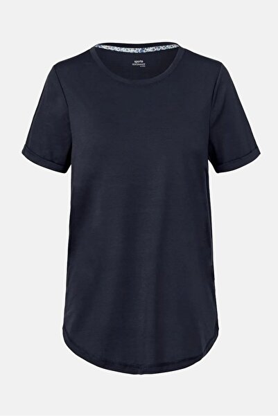 Tchibo Women Round Neck Short Sleeves Plain Tops, Charcoal
