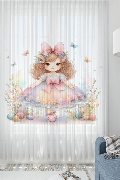 Else Dekor Cortina din tul pentru camera fetelor cu model Printesa 140x260cm