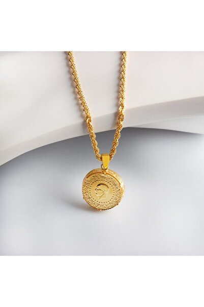 Omar Silver Kadın Çeyrek Kolye 925 Ayar Gümüş Gerçek Altın Kaplama