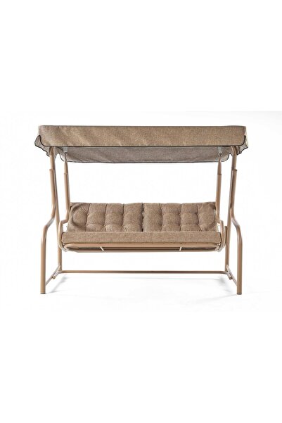 ReHome Gondol Salıncak | Üç Kişilik Metal Bahçe Salıncağı | Cappucino |