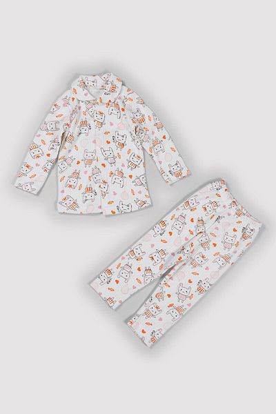 Peki 5'li Kiz Cotton Tavsan Σετ πιτζάμες καρότου - Φούτερ και πάνω από δώρο Πλυντήριο ρούχων 14473